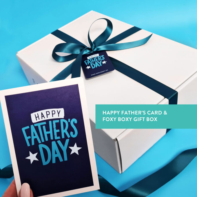 Happy Father's Day card and Father's Day themed gift box by FOXY BOXY