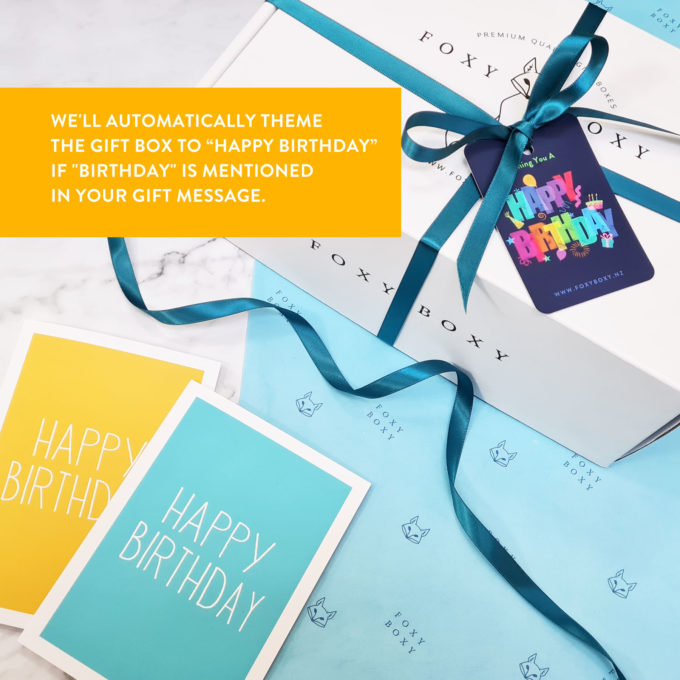 FOXY BOXY birthday gift box and happy birthday card