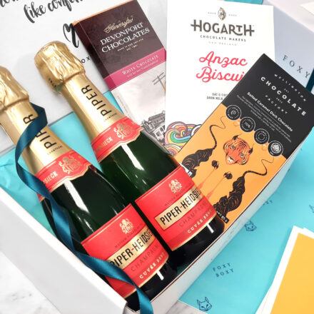 Sparkling Celebration Gift Box By FOXY BOXY. The Perfect Champagne Hamper For A Celebration. Delivered New Zealand Wide.