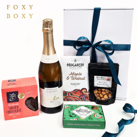 The Foxy Hamper Featuring All New Zealand Made Products, Including A Bottle Of Allan Scott Cecilia