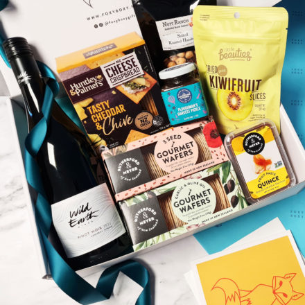 Central Otago Pinot Noir & Nibbles Hamper By FOXY BOXY. Extra Large Gift By FOXY BOXY Delivered NZ-wide