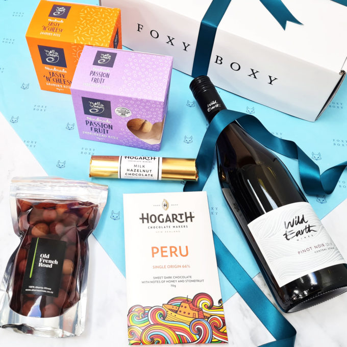 FOXY BOXY Central Otago Pinot gift box. Best selling wine gift box hamper