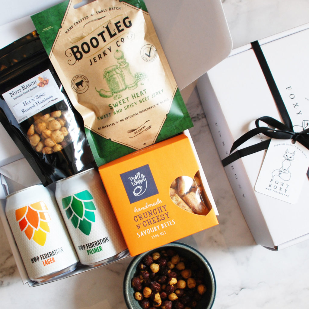 Beer & Nibbles Hamper FOXY BOXY Quality NZ Gift Boxes