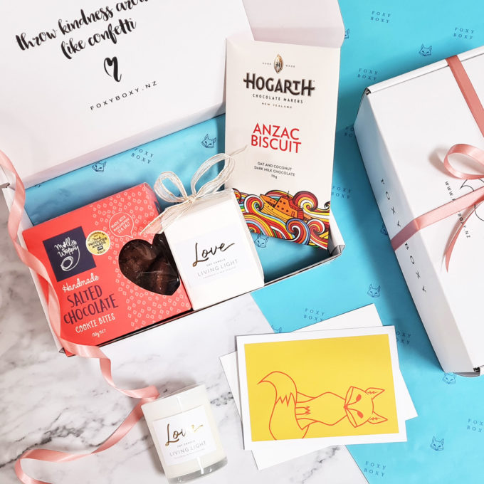 Hugs & Kisses gift box by FOYX BOXY featuring scented candle, chocolate and chocolate cookie bites