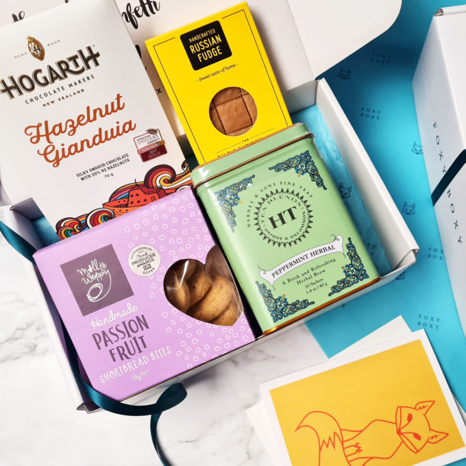 Peppermint Tea and Treats gift box by FOXY BOXY. Delivered NZ-wide