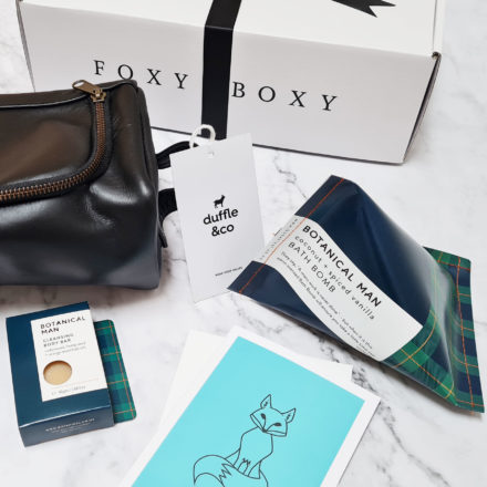 FOXY BOXY Travel Well Gift Box Leather Toiletry Bag And Botanical Man Products