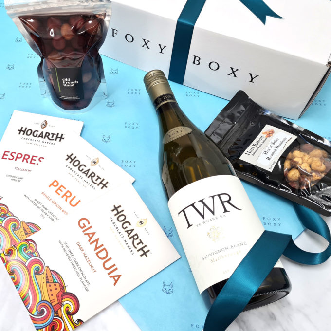 FOXY BOXY Vegan Celebration gift box. Vegan friendly hamper