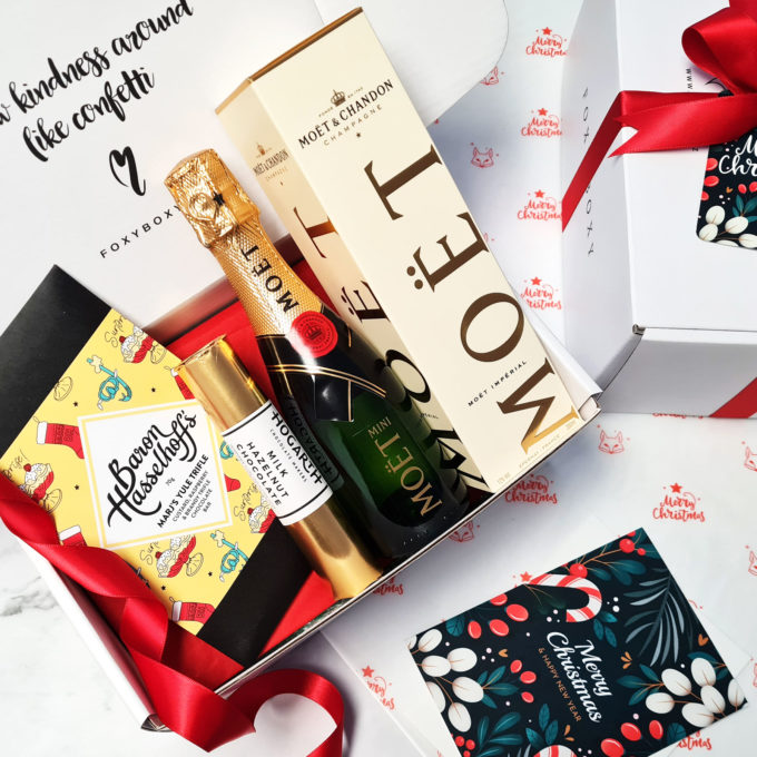 Champagne and NZ Chocolate, Little Luxe Christmas Gift Box by FOXY BOXY New Zeaaland