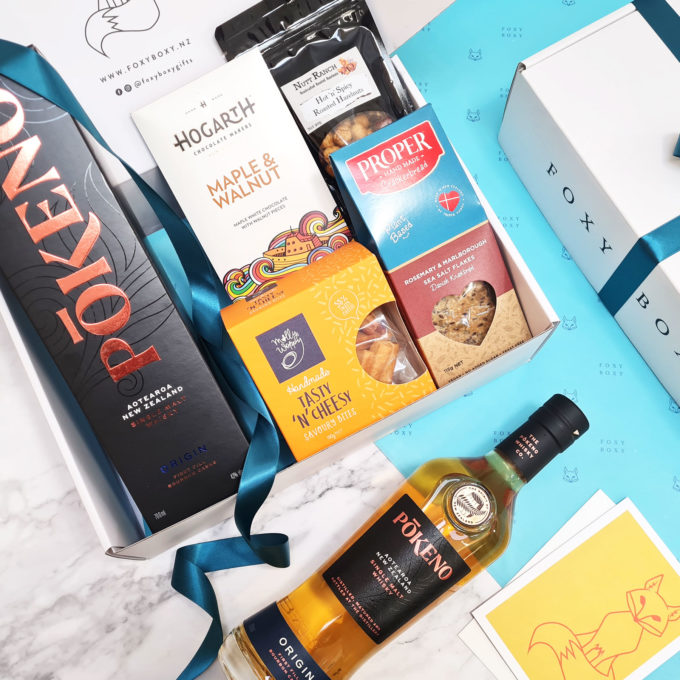 Deluxe Whisky Hamper, NZ Whisky, FOXY BOXY Gift Boxes