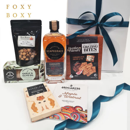 Deluxe Whisky & Treats Gift Box. Scapegrace Vanguard, Award-winning New Zealand Single Malt Whisky From Scapegrace Distillery.