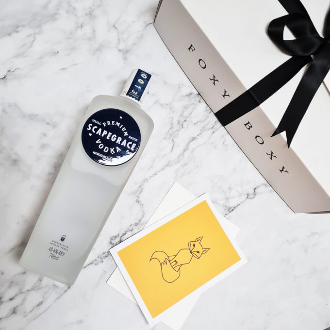 Scapegrace Vodka 700ml with FOXY BOXY extra large gift box and yellow card