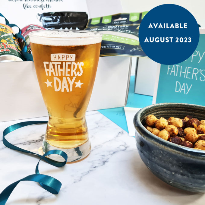 Happy Father's Day beer gift box with beer glass available August 2023