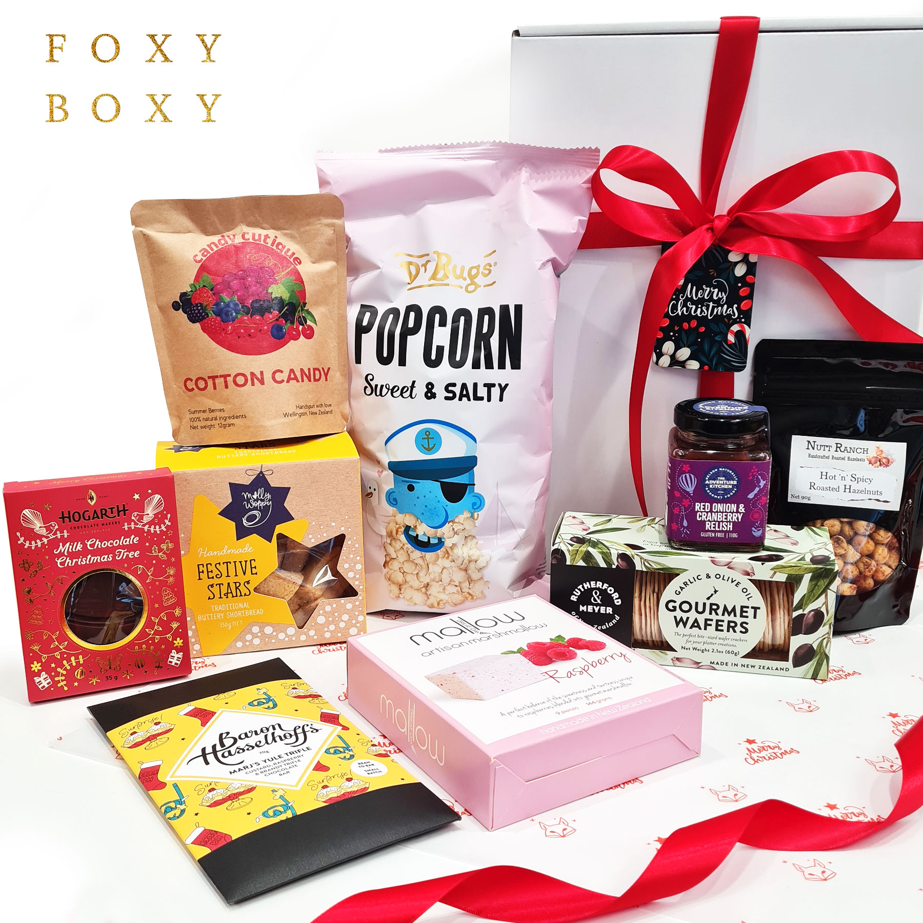 FOXY-BOXY-Family-Christmas-Hamper-delivered-New-Zealand-wide Family Christmas Hamper is an absolute crowd-pleaser. All New Zealand made. Delivered NZ-wide.