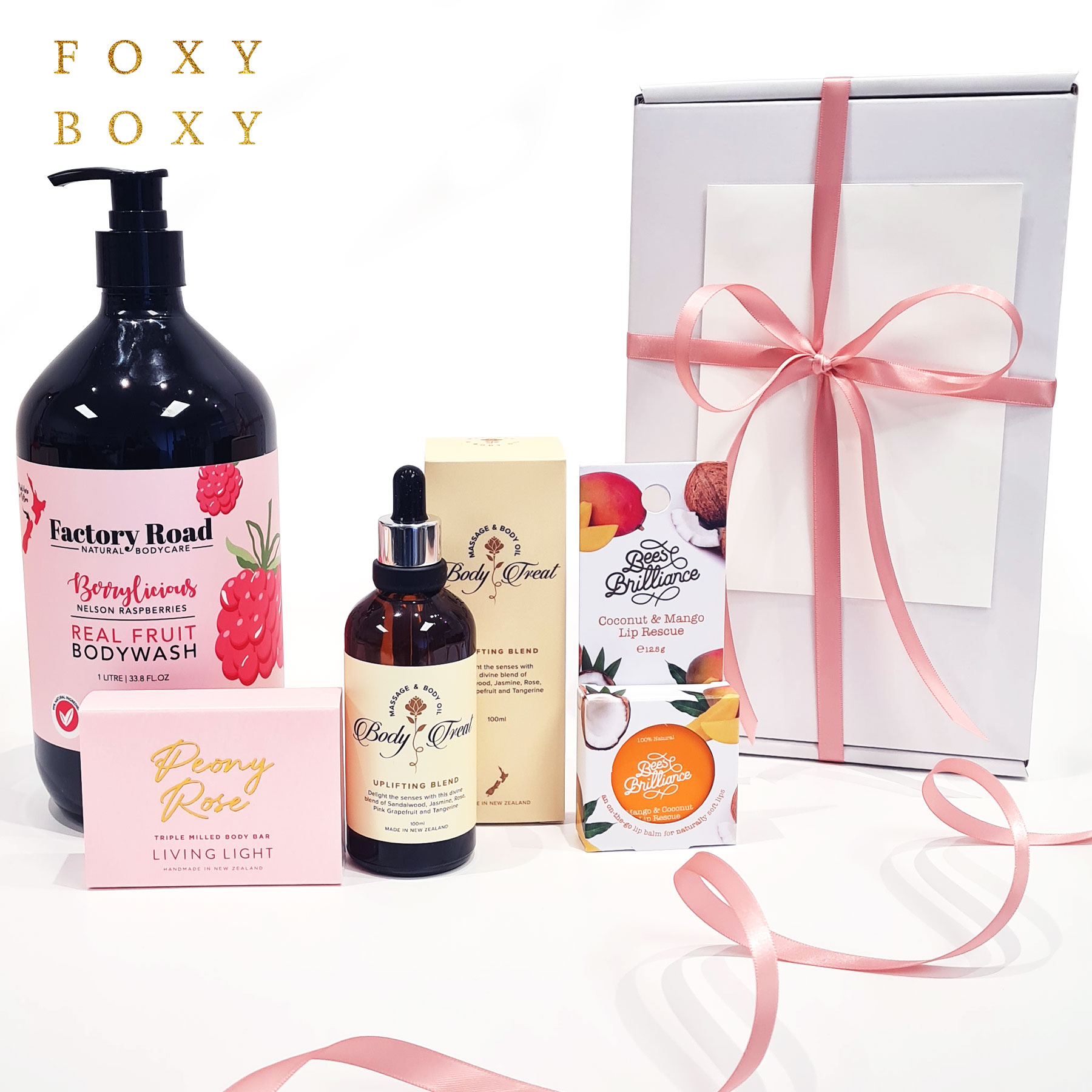 beautiful-pamper-hamper-FOXY-BOXY-New-Zealand-wide-delivery-best-seller Best selling pamper gift box, Beautiful Pamper Hamper by FOXY BOXY. 100% NZ made ad delivered New Zealand-wide