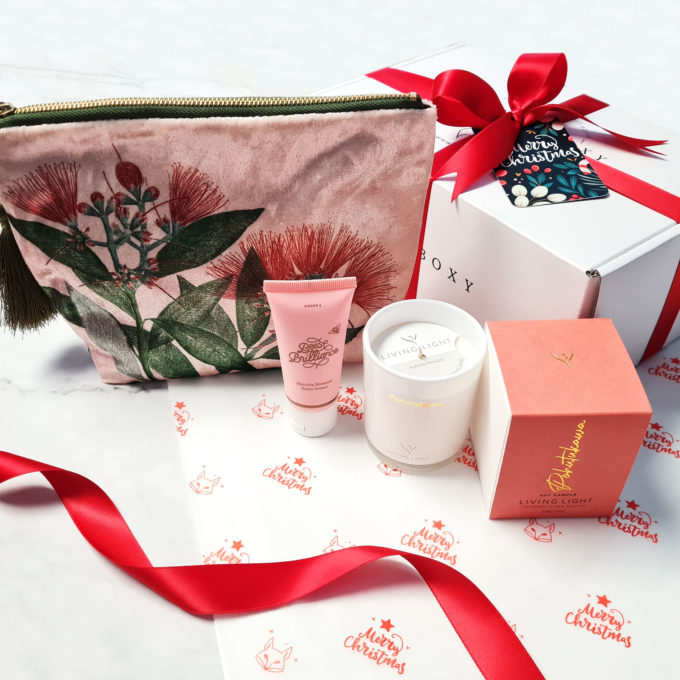 Pohutukawa Cosmetic Bag and Scented Candle and a Manuka Blossom Hand Cream
