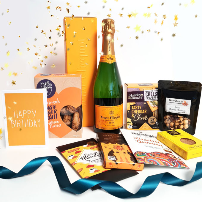 Veuve Clicquot Hamper by FOXY BOXY with "Happy Birthday" card