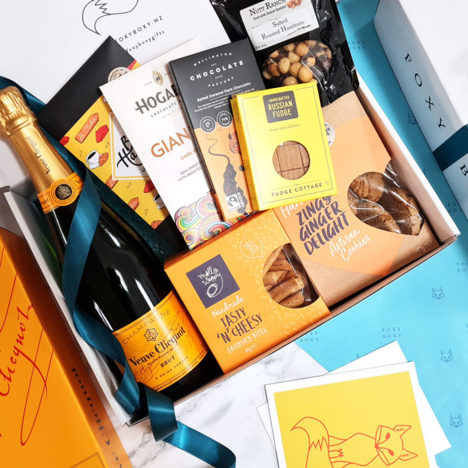 Veuve Clicquot Gift Box, Engagement, Milestone Birthday, Celebration FOXY BOXY NZ