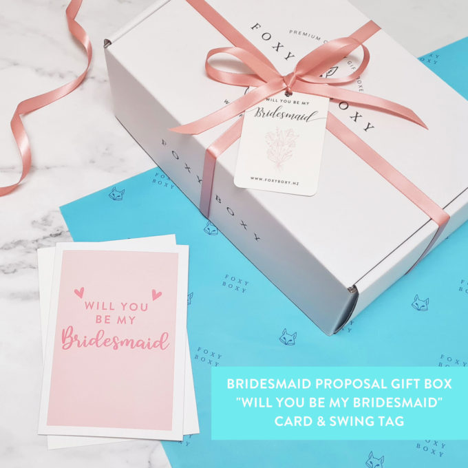 Beautiful bridesmaid proposal gift box and card FOXY BOXY NZ