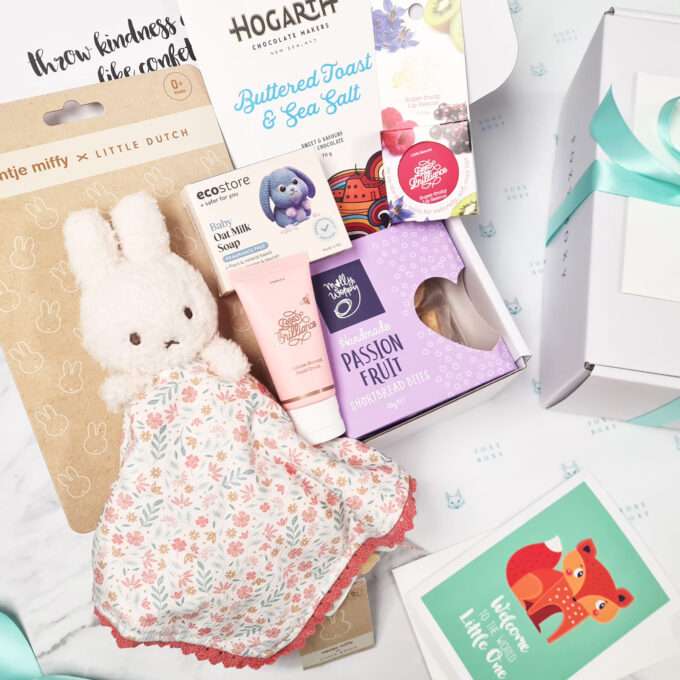 Mum & Bub gift box by FOXY BOXY featuring the Miffy x Little Dutch Lucky Cuddle Blanket. Delivered New Zealand-wide.