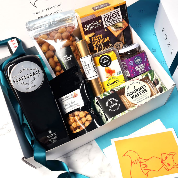 FOXY BOXY Deluxe NZ Gin Hamper, featuring Scapegrace Dry Gin