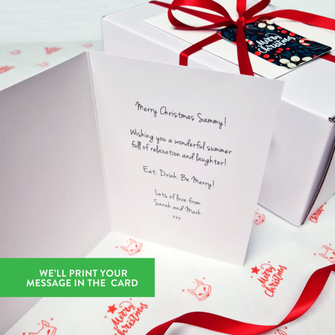 Christmas card with your message printed inside. FOXY BOXY gift boxes New Zealand.