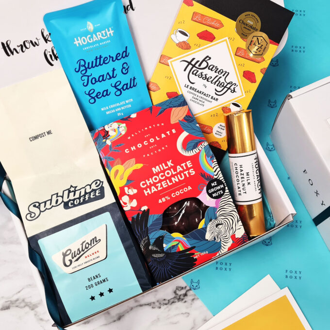 Coffee Is Life gift box by FOXY BOXY. Delivered NZ-wide with the option of plunger coffee or beans.