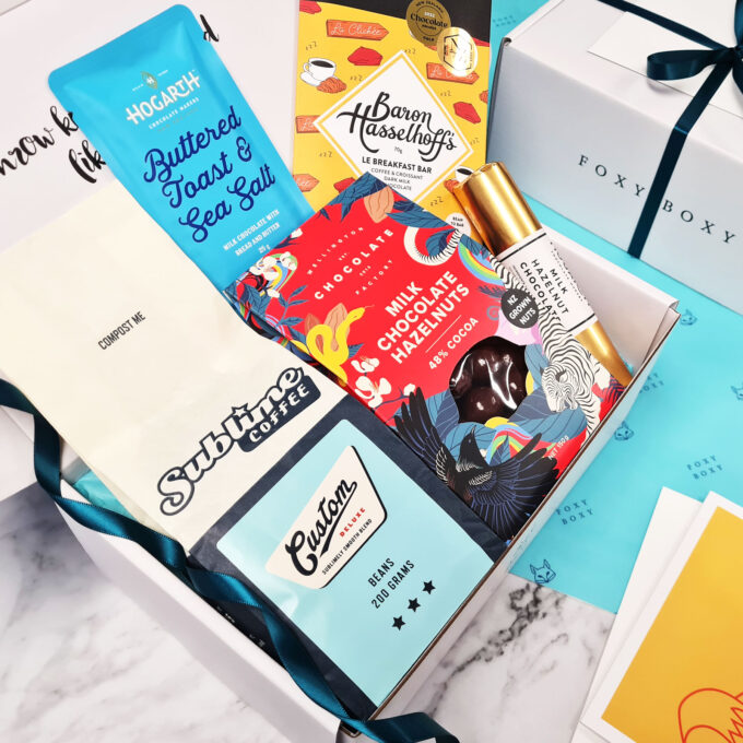 Coffee Is Life gift hamper by FOXY BOXY. Delicious Sublime Coffee and New Zealand made chocolate. Delivered NZ-wide.