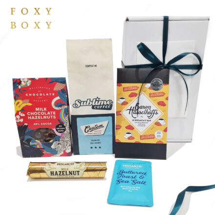 Coffee is Life gift box by FOXY BOXY. Features coffee from Sublime Coffee and delicious chocolate treats from Hogarth Chocolates, Wellington Chocolate Factory and Baron Hasselhoff's. All New Zealand made and delivered NZ-wide